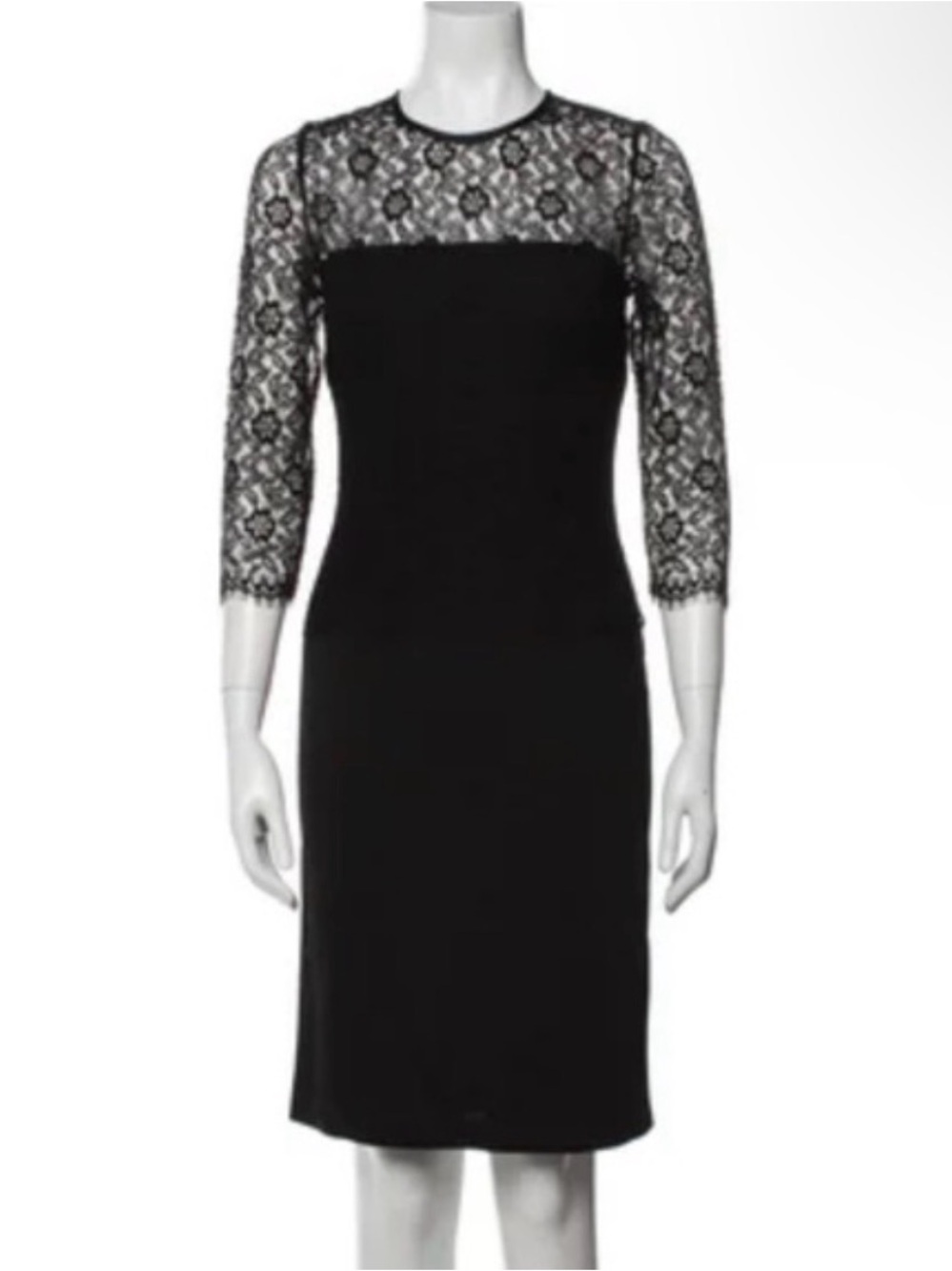 St John Collection Black Lace Dress Size 6 Made USA Cocktail